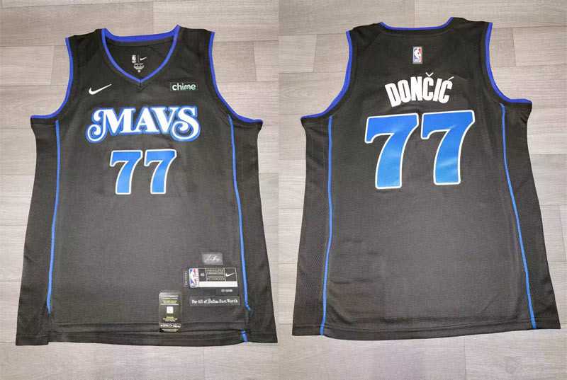 Mavericks 77 Luka Doncic Black Nike 2023-24 City Edition Swingman Jersey->dallas mavericks->NBA Jersey